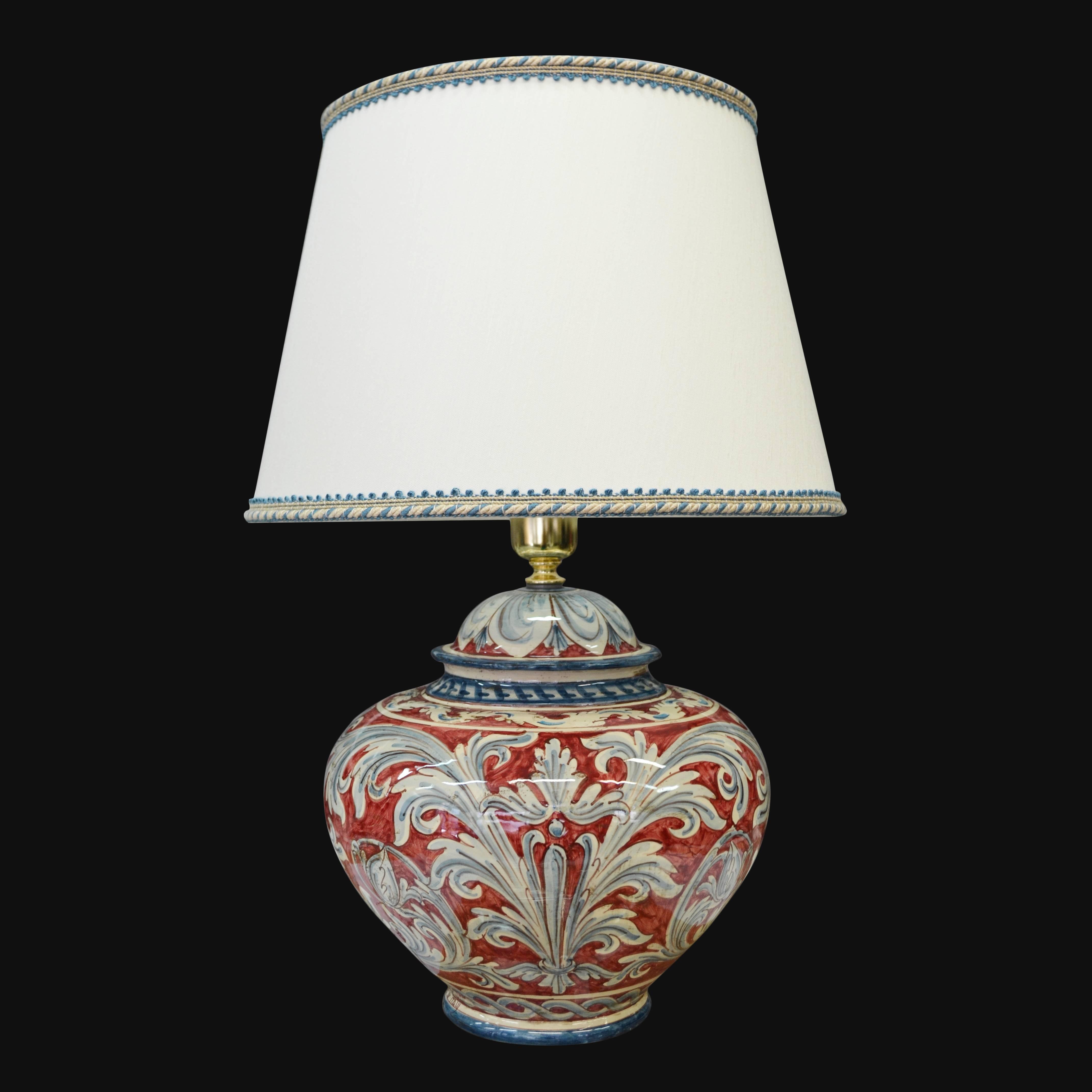Lume palla ornamentale ornato in blu e bordeaux - Ceramiche di Caltagirone Sofia