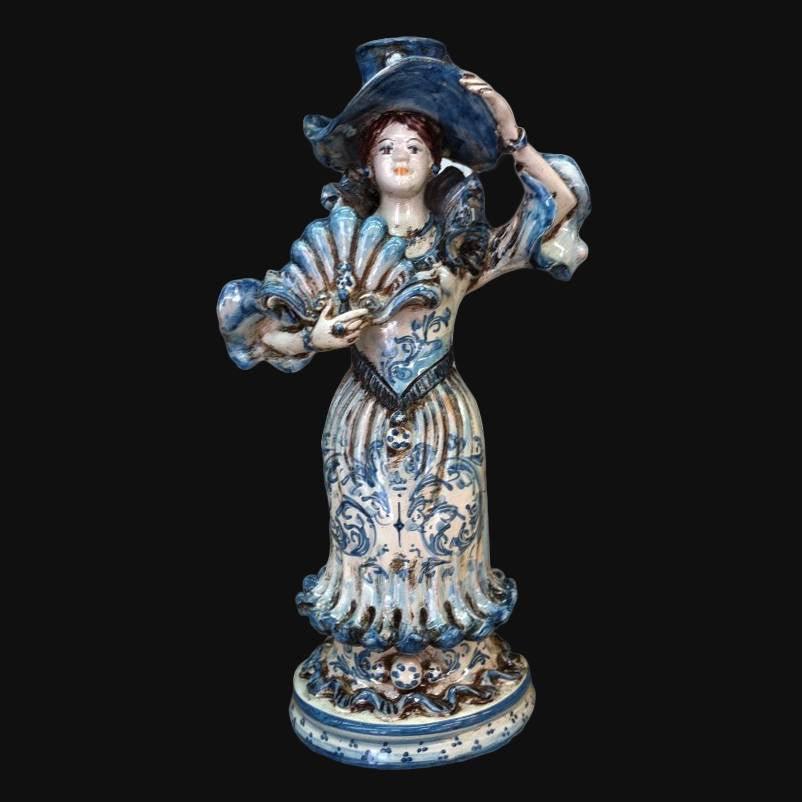 Lumiera piccola femmina h 31 mono blu - Modellata a mano - Ceramiche di Caltagirone Sofia