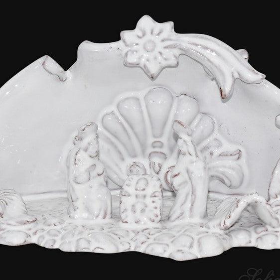 Natività media 14x10 white line - Presepe di Caltagirone - Ceramiche di Caltagirone Sofia