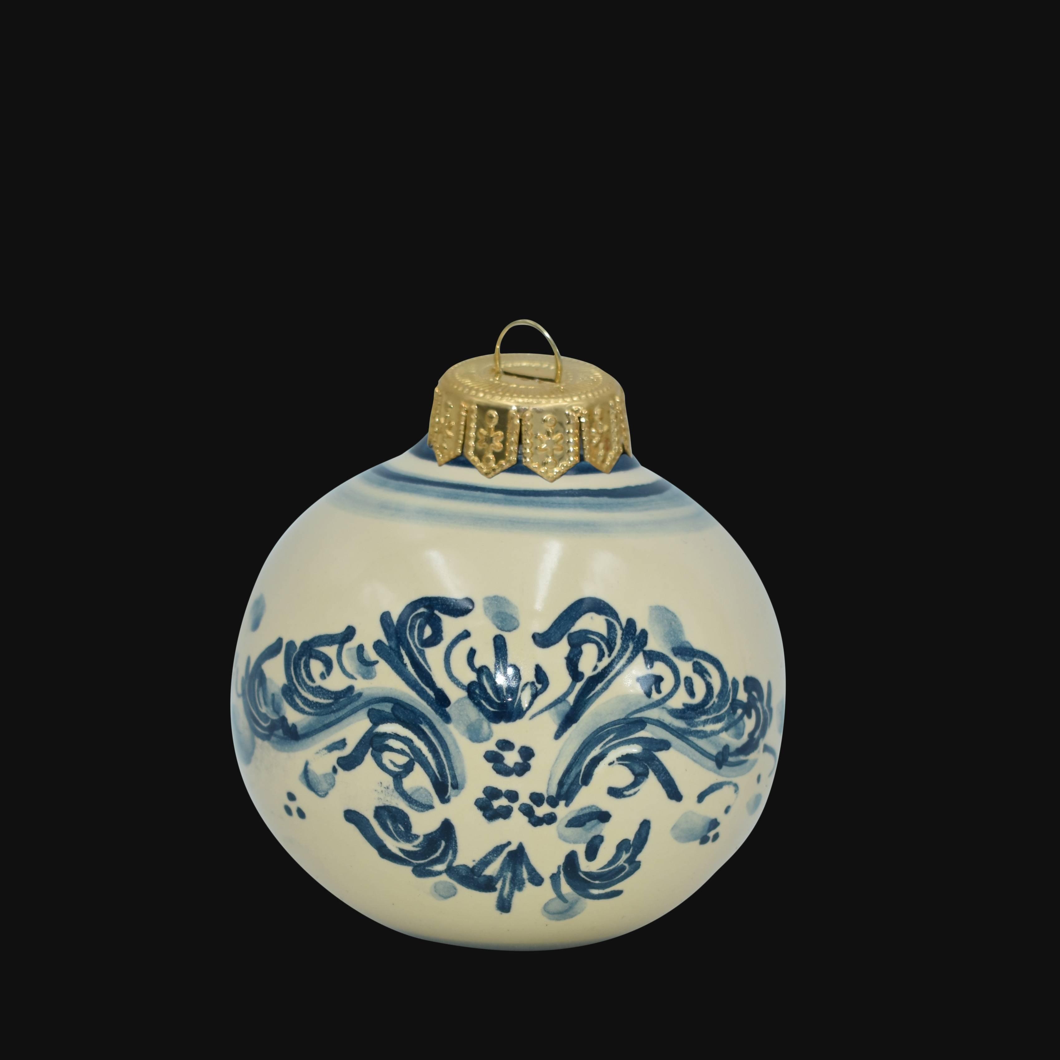 Pallina natalizia Ø 8 s. d'arte mono blu - Natale a Caltagirone - Ceramiche di Caltagirone Sofia