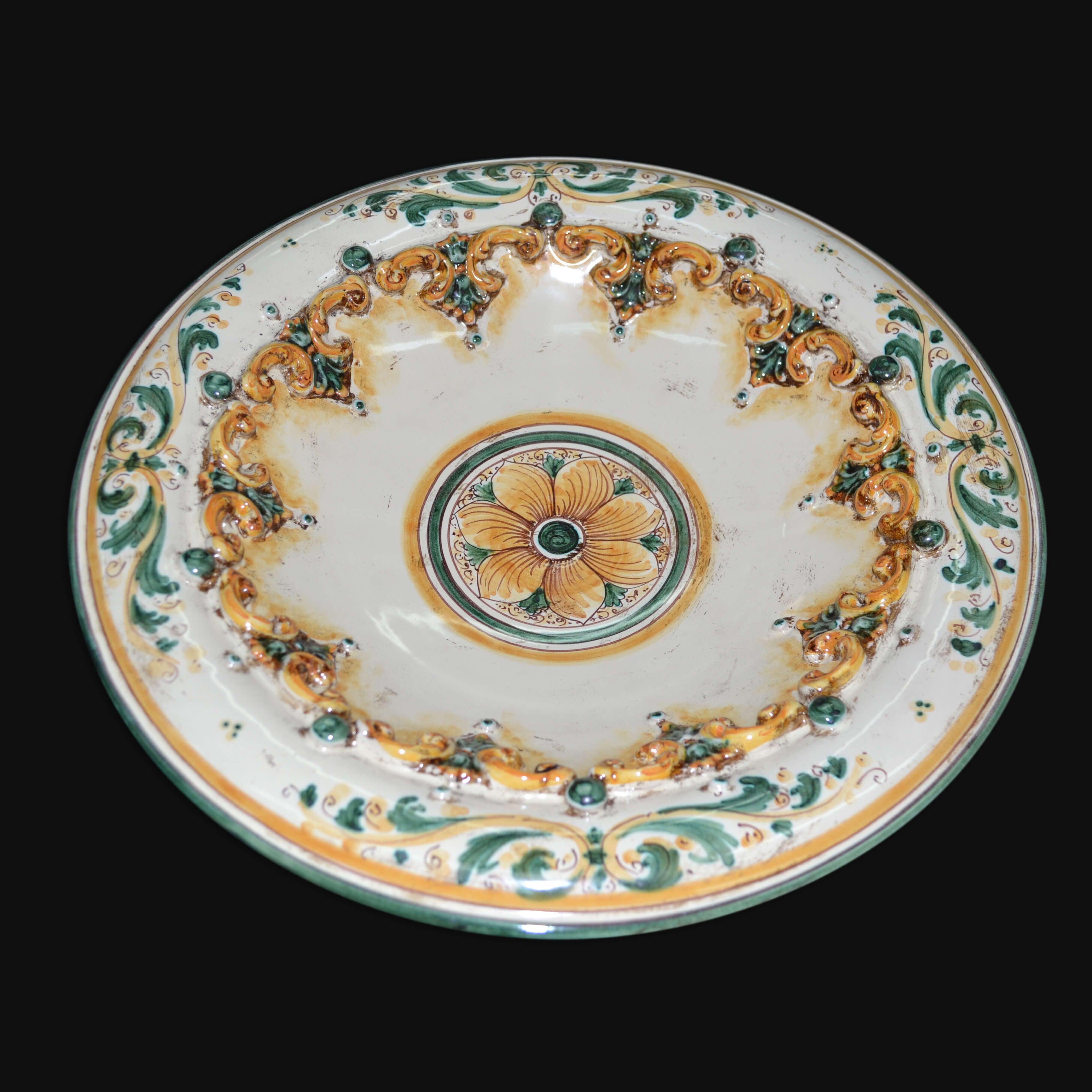 Piatto in ceramica di caltagirone Plast Sofia Verde e Arancio - Ceramiche di Caltagirone Sofia