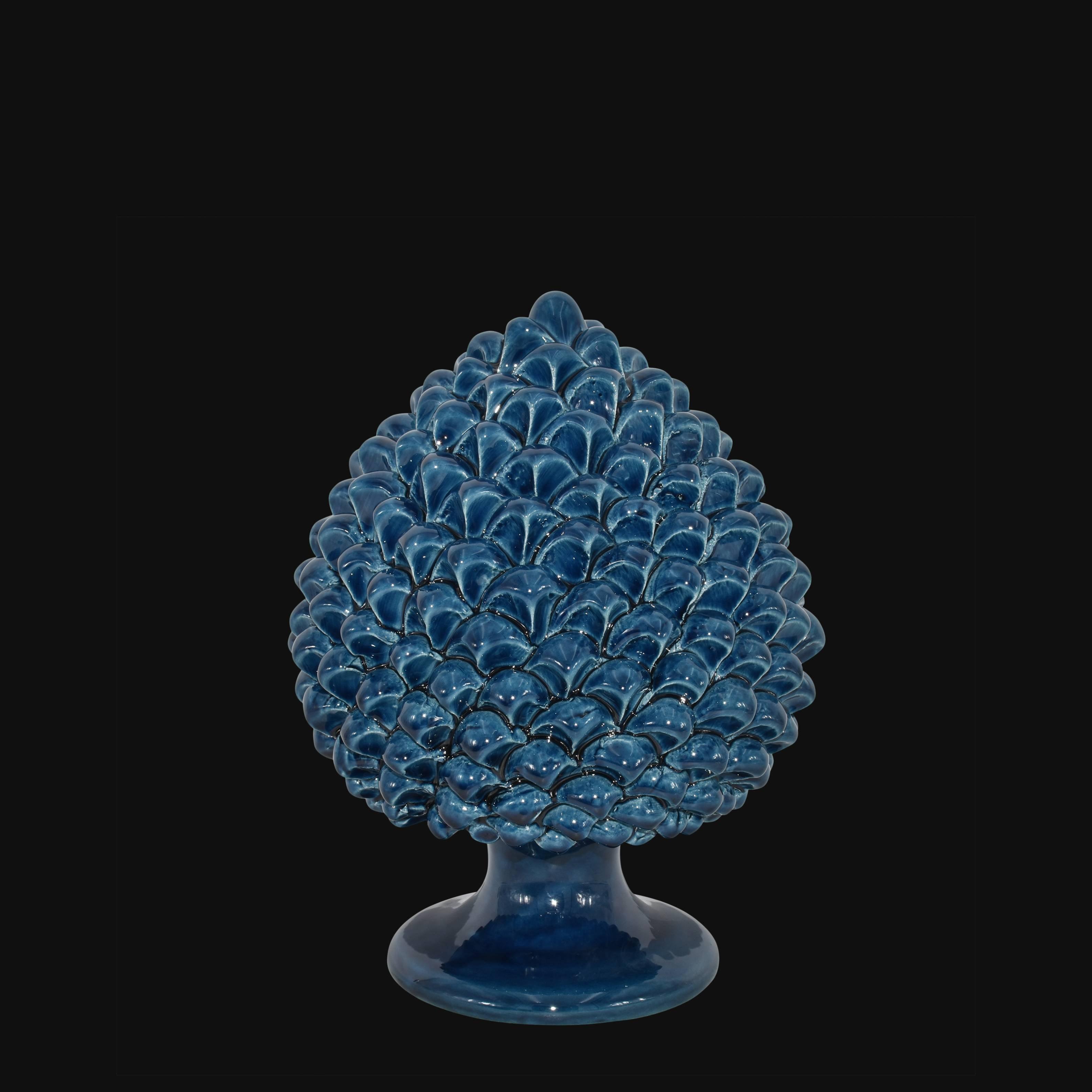 Pigna artigianale di Caltagirone modellata a mano altezza 15/40 cm in blu intenso - Ceramiche di Caltagirone Sofia