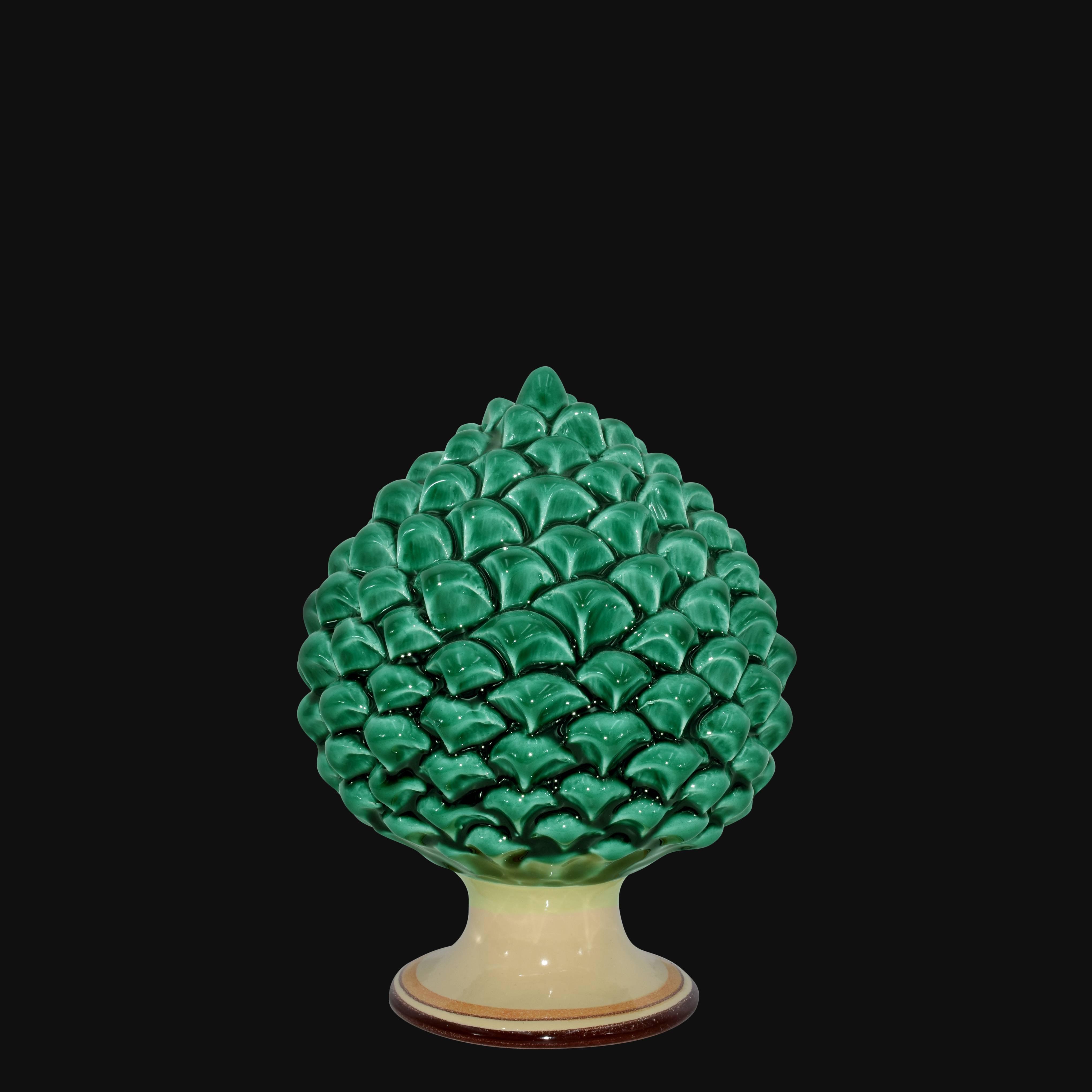 Pigna artigianale di Caltagirone modellata a mano altezza 25/40 verde/arancio - Ceramiche di Caltagirone Sofia