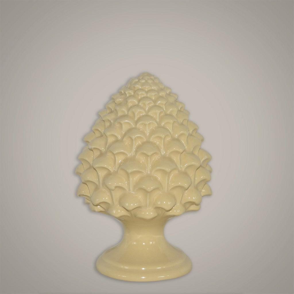 Pigna avorio su base, ceramiche Caltagirone fatti a mano, stile artigianale Sofia