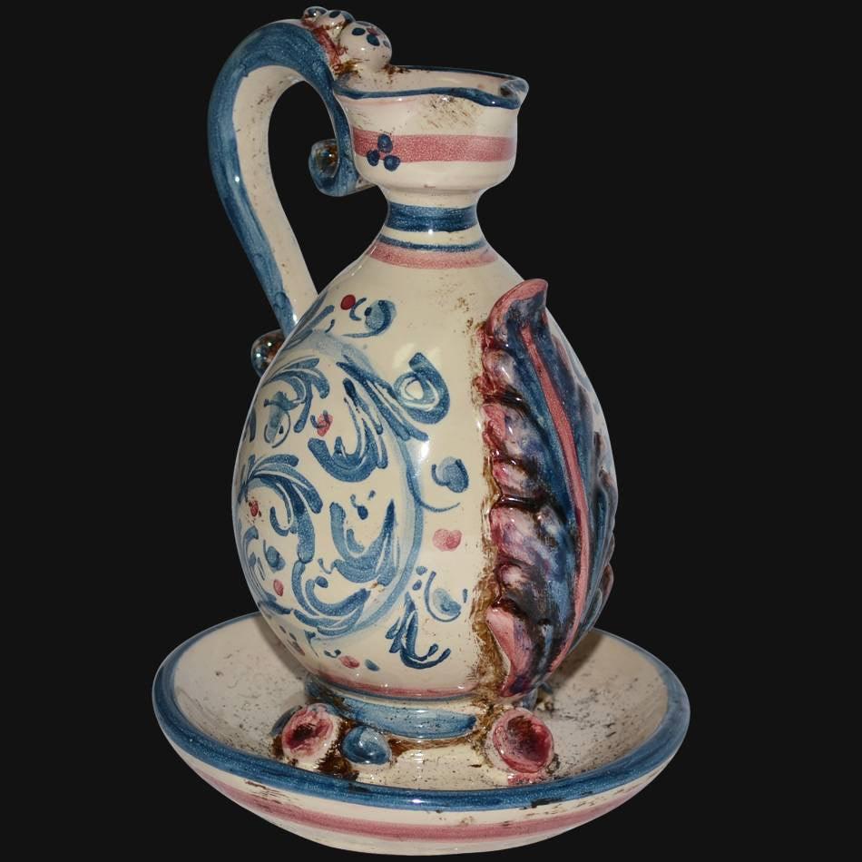 Portacandela in s. d'arte blu/bordeaux - Lucerna in ceramica di Caltagirone - Ceramiche di Caltagirone Sofia