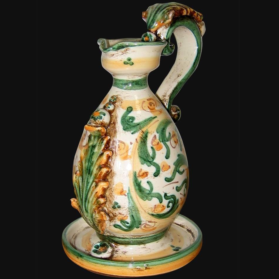 Portacandela in s. d'arte verde/arancio - Lucerna in ceramica di Caltagirone - Ceramiche di Caltagirone Sofia