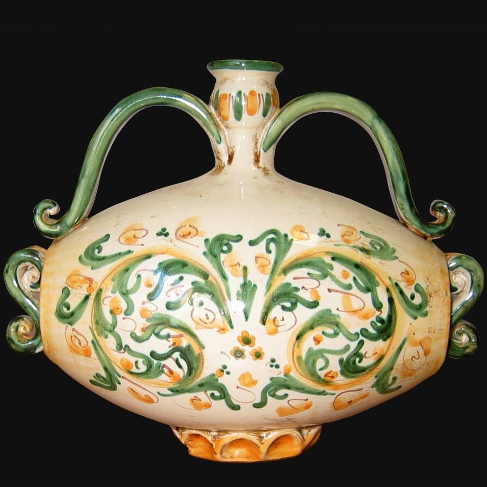 Scaldone medio 23x19 s. d'arte verde e arancio - Ceramiche di Caltagirone Sofia
