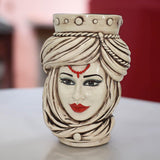 Testa di Moro, Donna, Madreperla Antichizzato, turbante e dettagli colorati. Ceramiche Sofia, Caltagirone