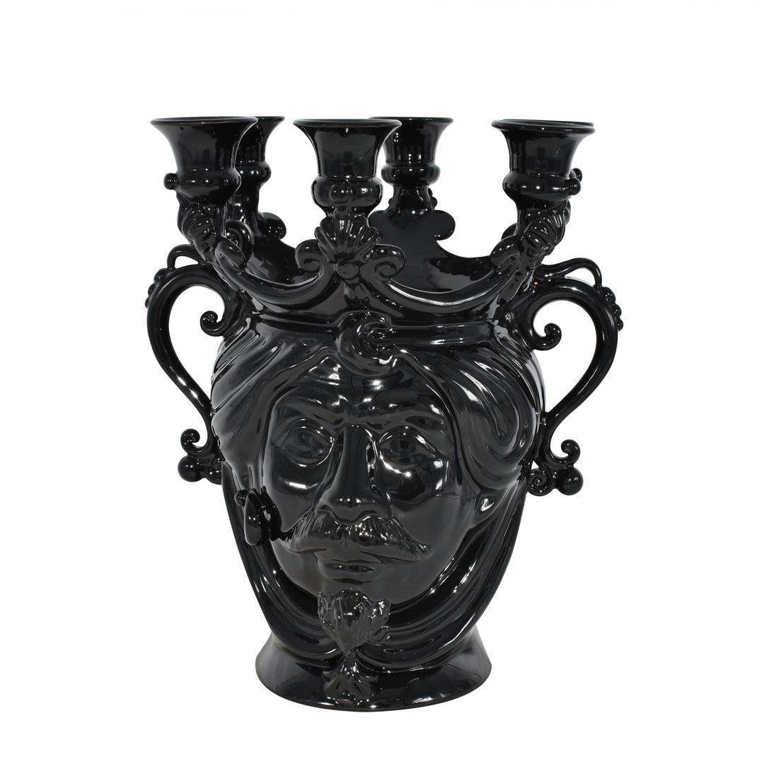 Testa di moro moderna h 25 black line uomo ceramiche di caltagirone - Ceramiche di Caltagirone Sofia