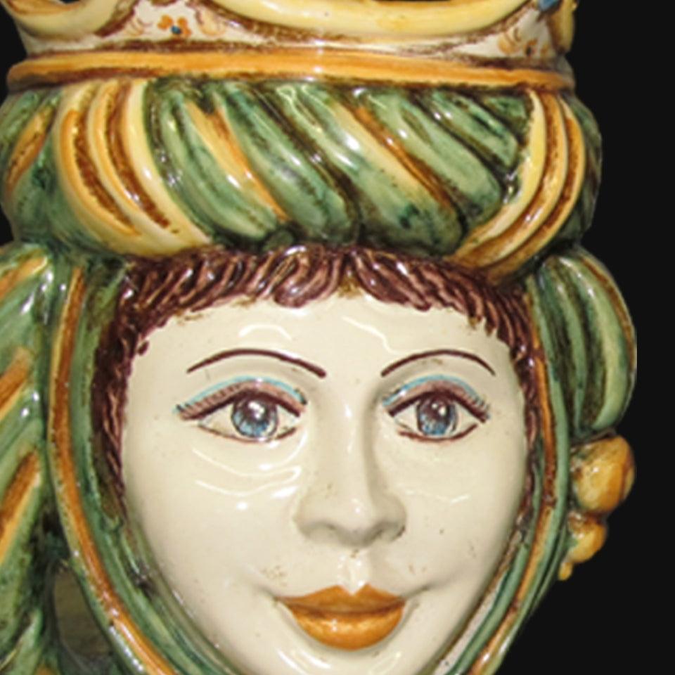 Testa h 20 verde/arancio femmina - Ceramiche di Caltagirone Sofia