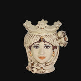 Testa di Moro, Donna, Avorio, corona e fiori. Ceramica siciliana di Caltagirone, Sofia
