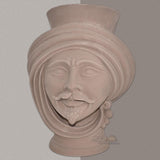 Testa di Moro, Uomo, Tortora Opaco, turbante e baffi. Ceramica siciliana di Caltagirone, Sofia