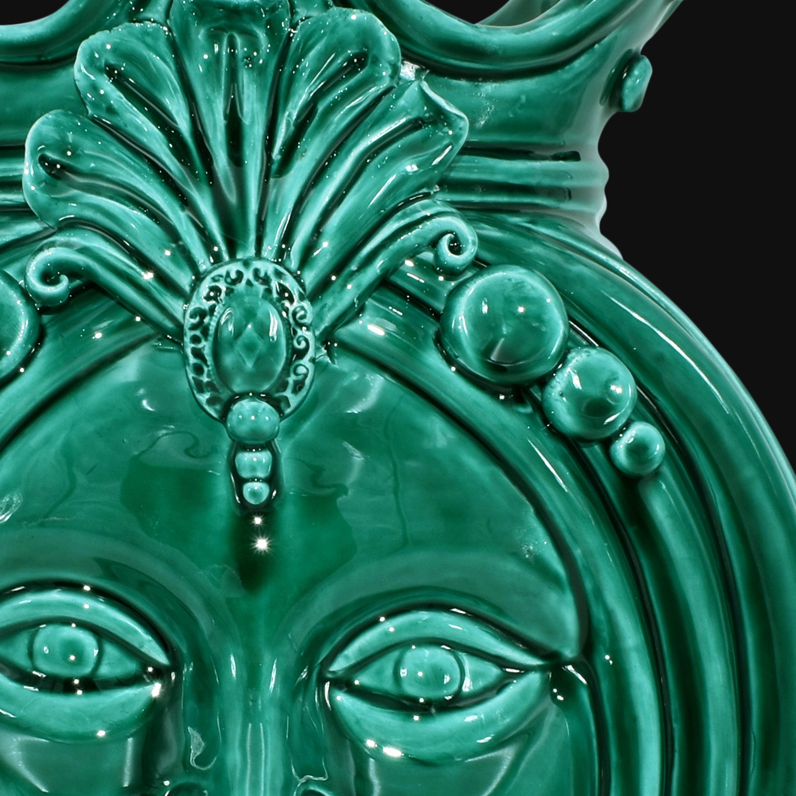 Testa h 38 liscia Verde Smeraldo femmina - Ceramiche di Caltagirone Sofia