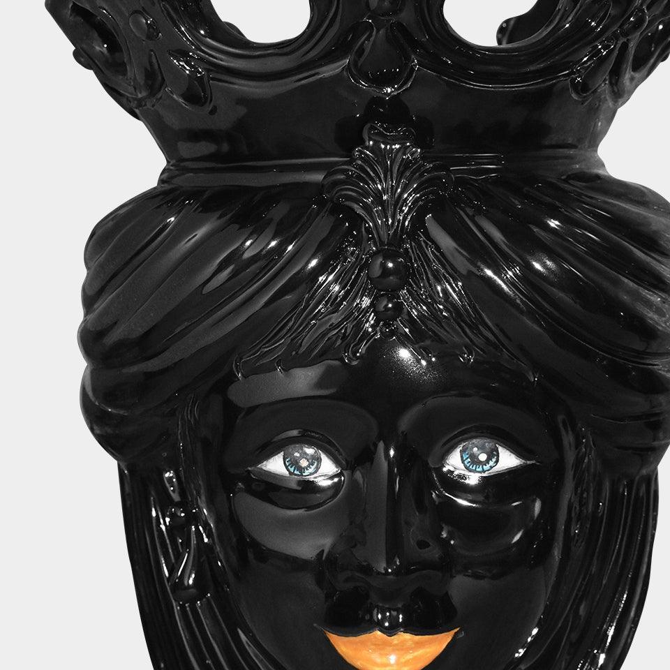 Testa h 40 c/perline black line femmina - Ceramiche di Caltagirone Sofia