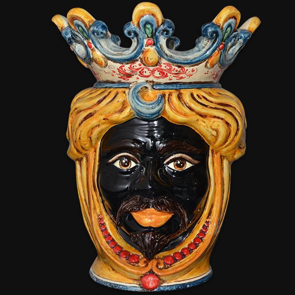 Testa h 40 perline in giallo e arancio maschio moro - Ceramiche di Caltagirone Sofia
