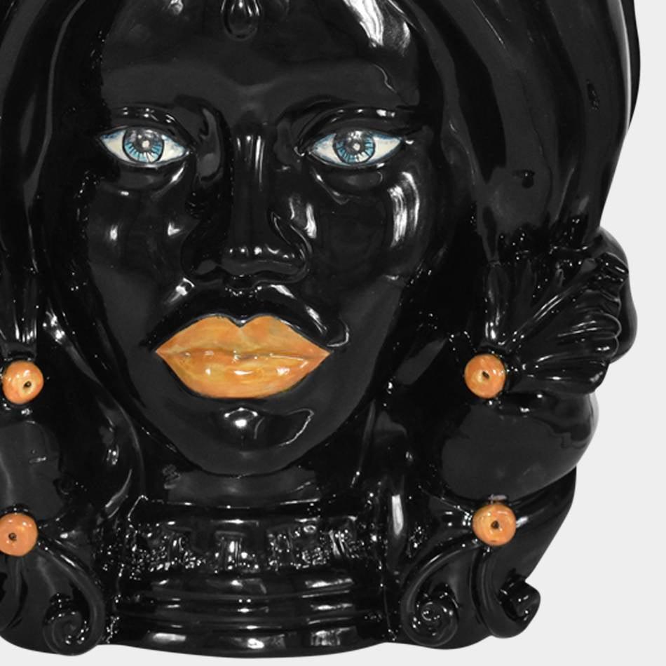 Testa h 40 turbante black e orange femmina - Ceramiche di Caltagirone Sofia