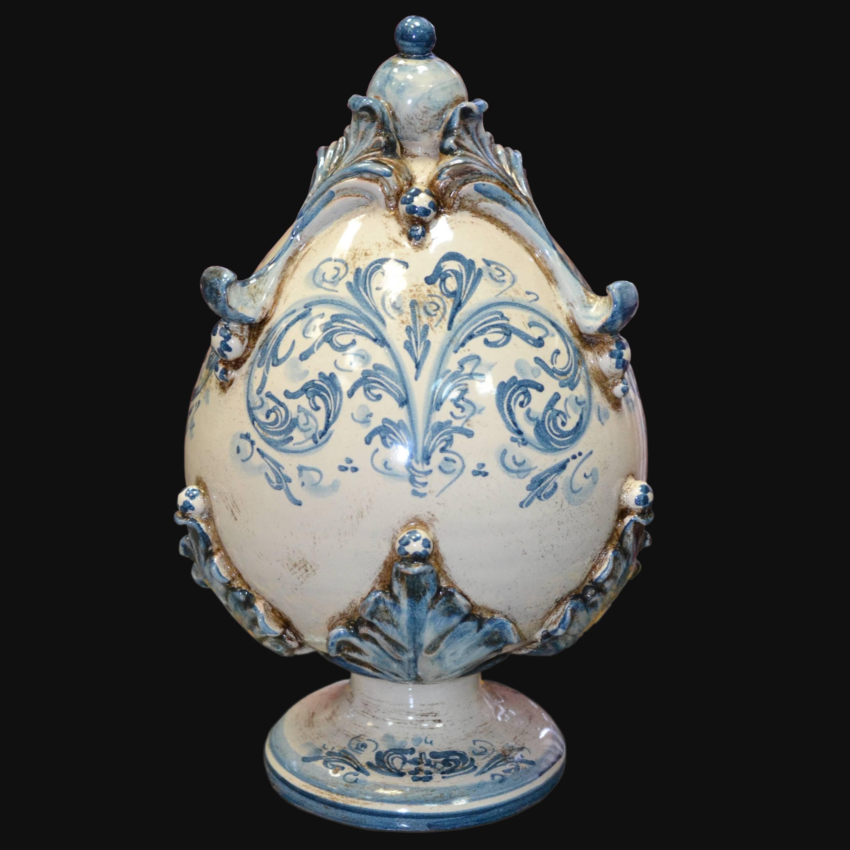 Uovo in ceramica h 25 plastico Sofia mono blu - Ceramiche di Caltagirone - Ceramiche di Caltagirone Sofia