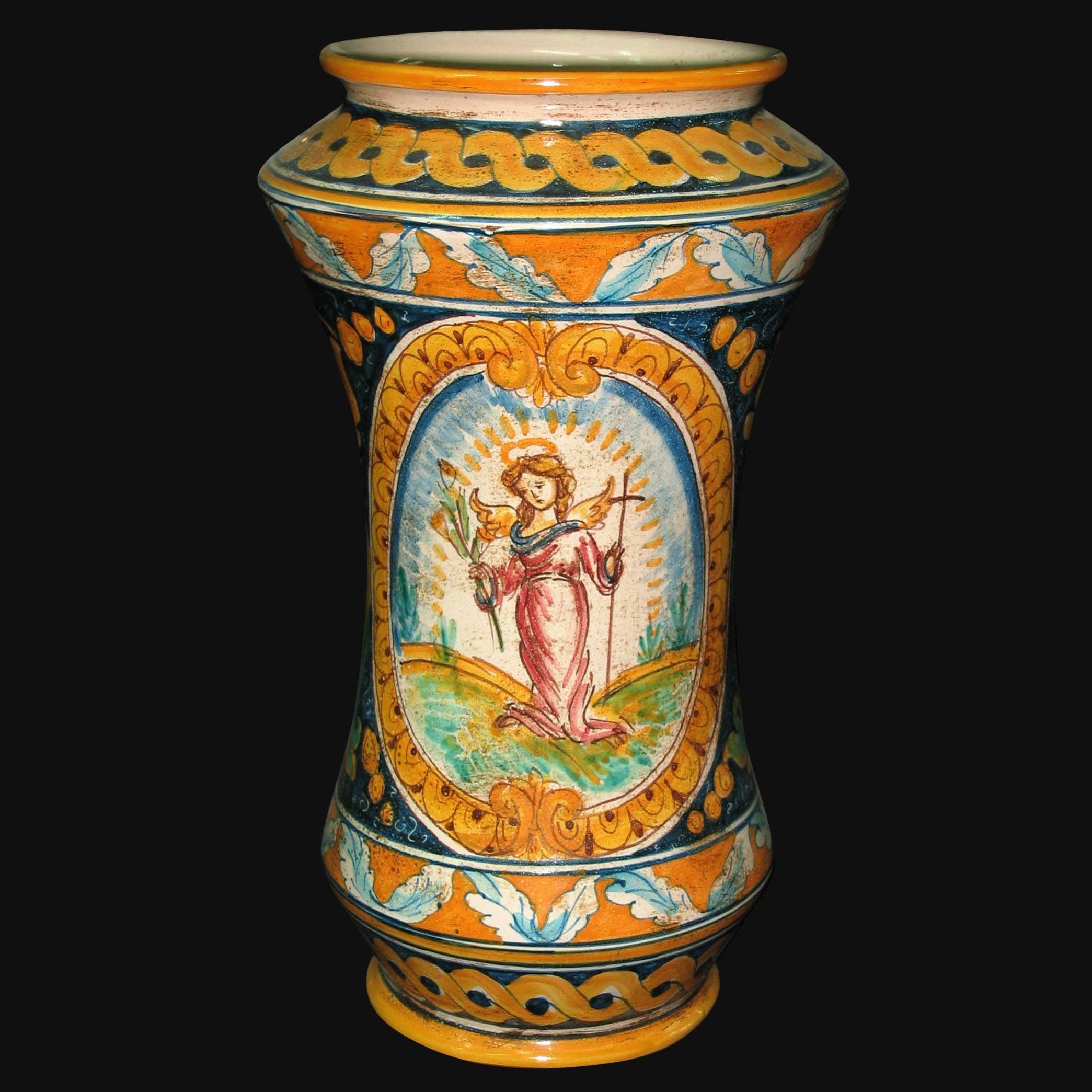 Vaso albarello h 25/30 ornato calatino c/angelo - Ceramiche di Caltagirone Sofia - Ceramiche di Caltagirone Sofia