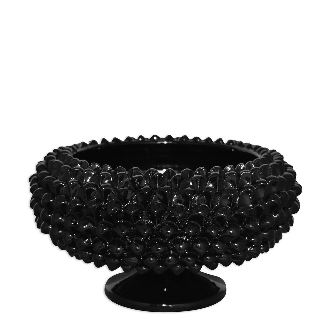 Alzata a Pigna Black Line in ceramica di Caltagirone