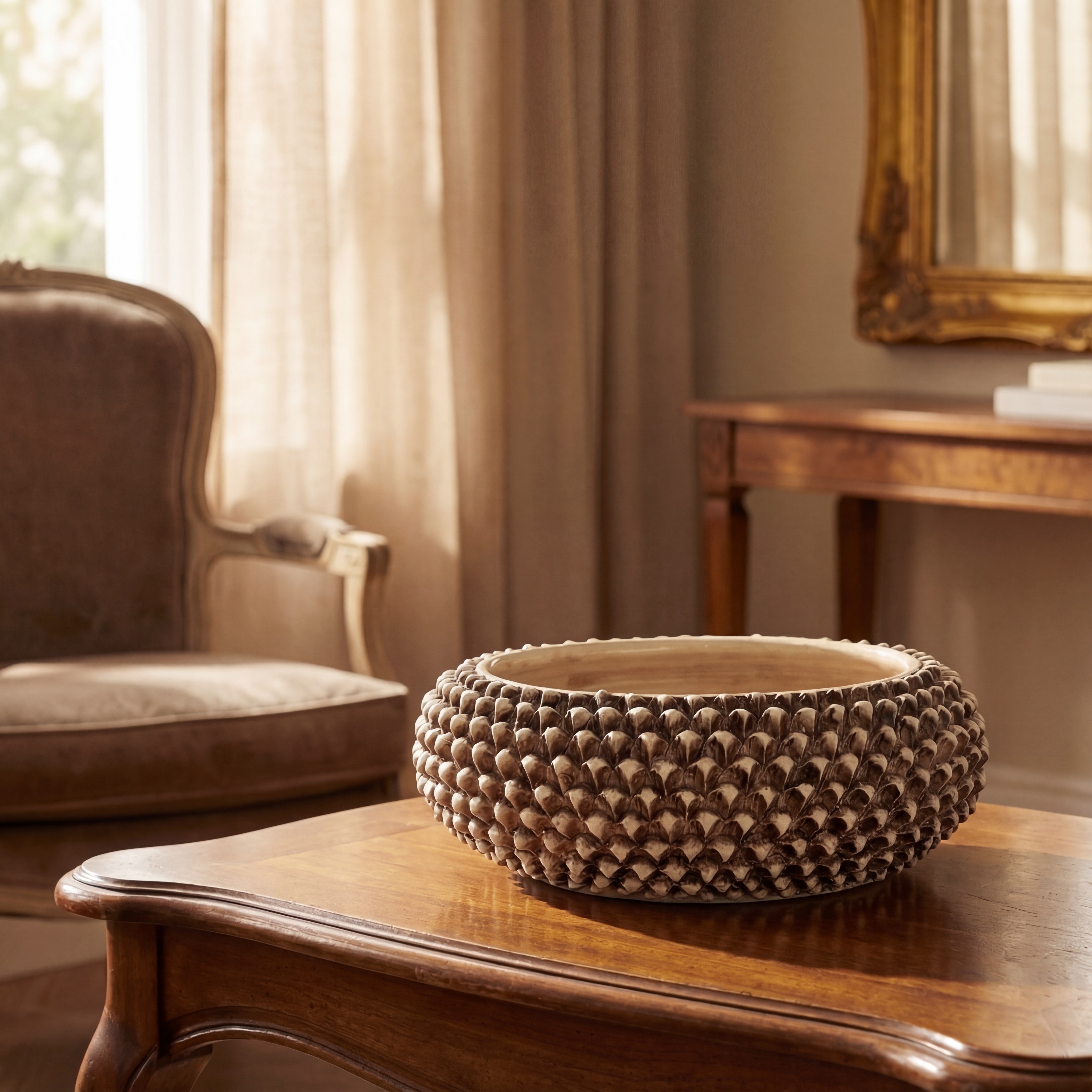 Centrotavola a Pigna di Caltagirone modellata a mano Madreperla Antichizzato