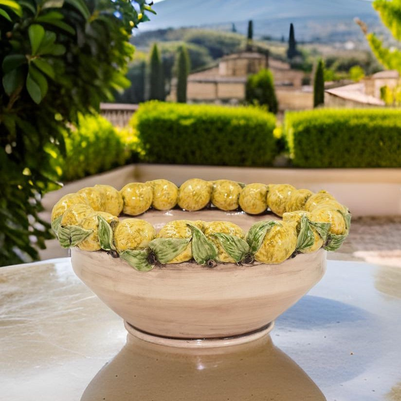 Centerpiece with Sicilian Lemons Ø 38 colored mother of pearl