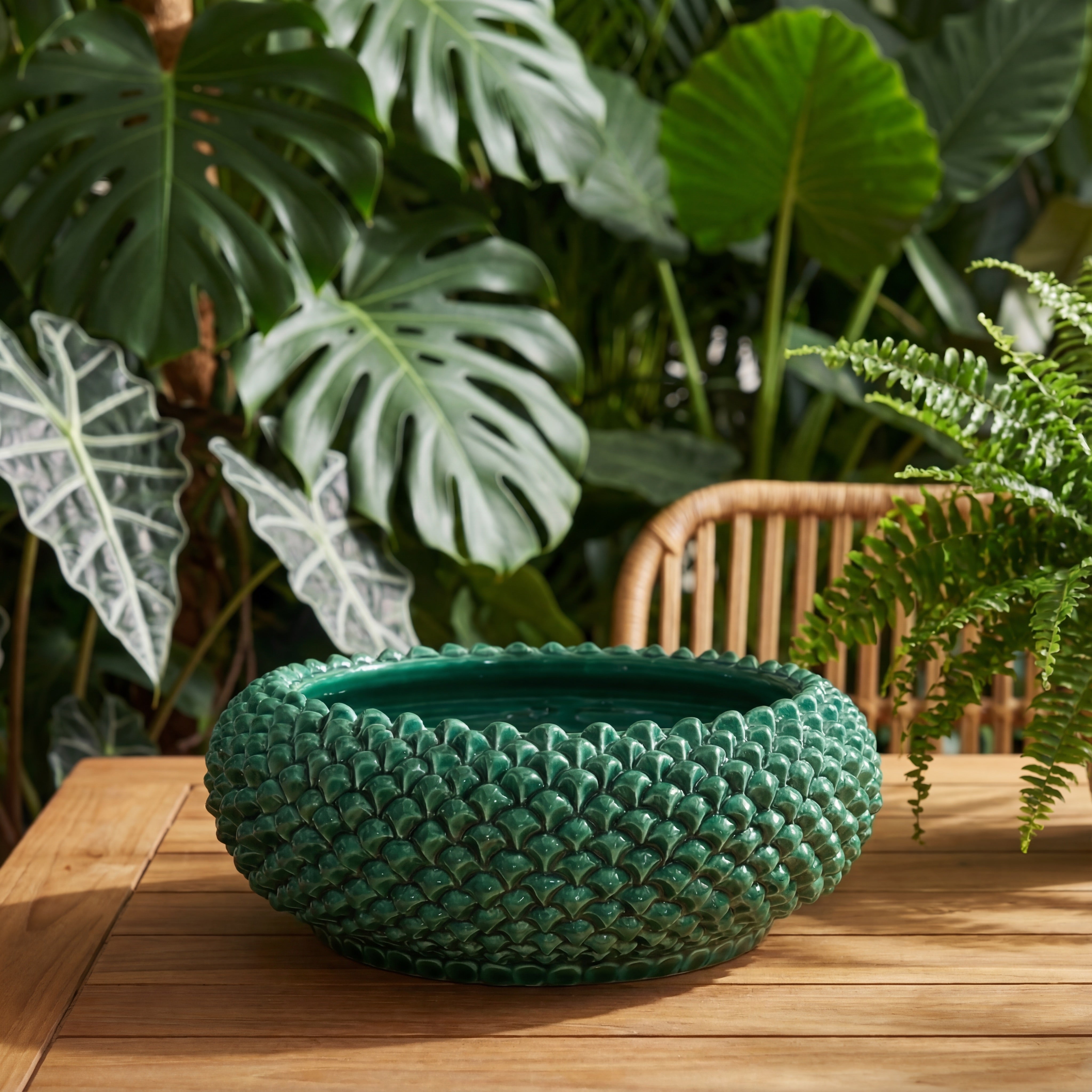 Pinecone centerpiece of Caltagirone modeled by hand