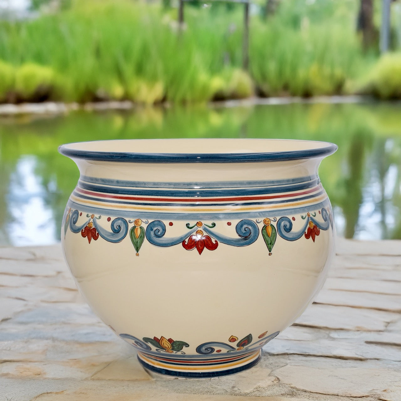 Cachepot Sicily decor in artistic ceramic of Caltagirone Italy