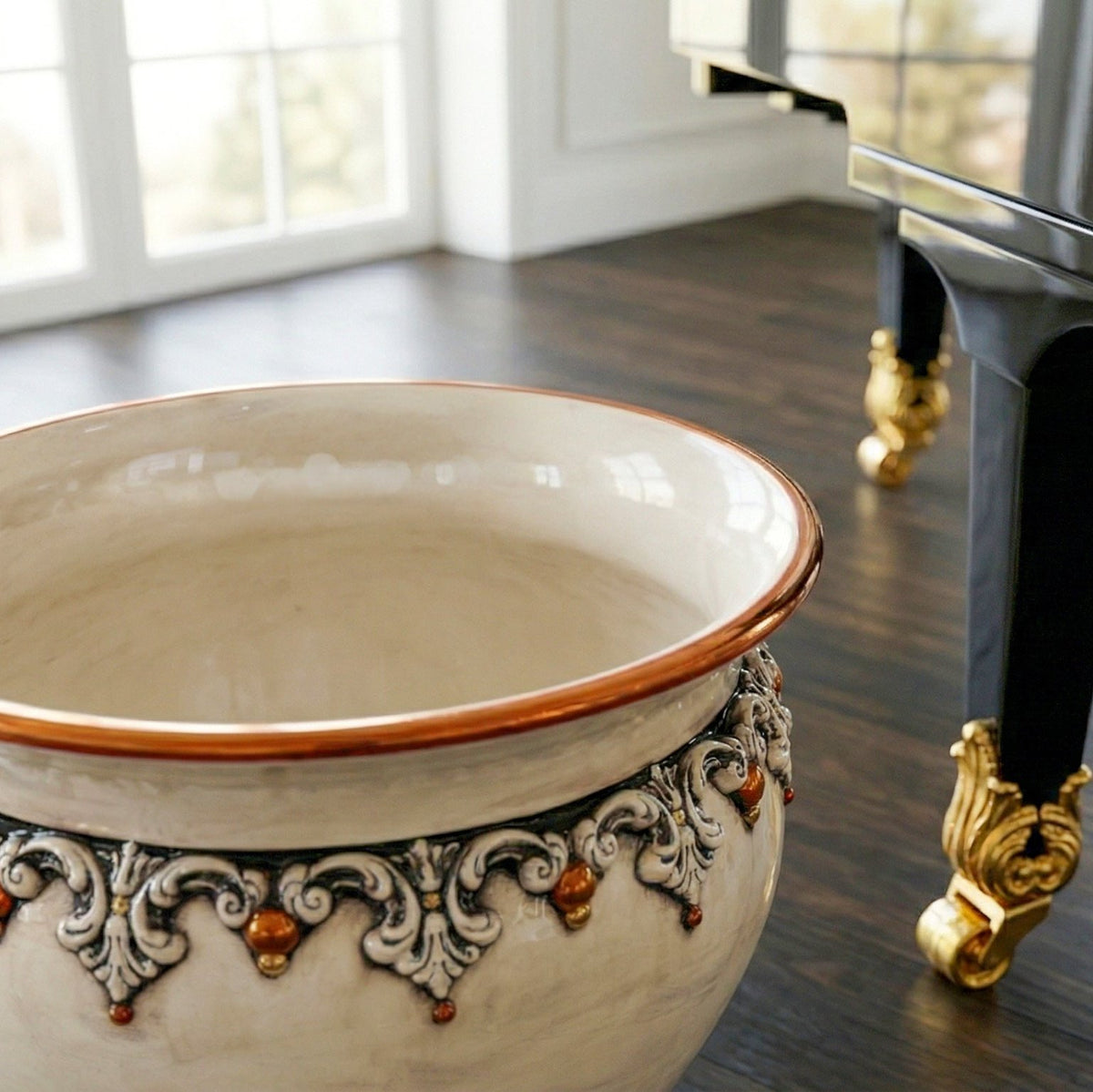 Cache-pot Ø 20/50 cm, Plastico Sofia, Nacre, Or et Lustres – Majolique Sicilienne de Caltagirone