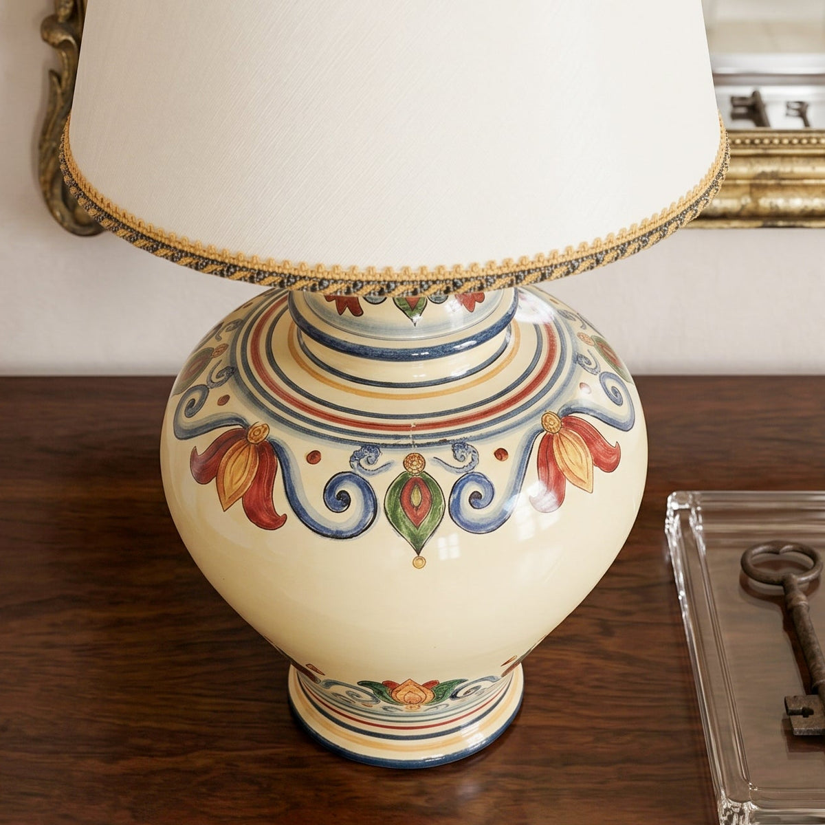 Potiche-Tischlampe H 35 cm / 13¾" aus Caltagirone-Keramik — Decoro Sicily
