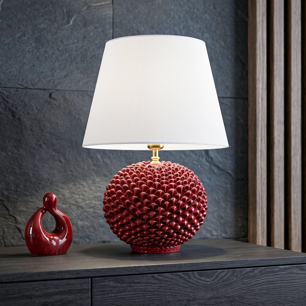 Lampe Ornementale de Caltagirone H 60 cm, Ligne Bordeaux – Céramique Caltagirone, tradition des lampes italiennes