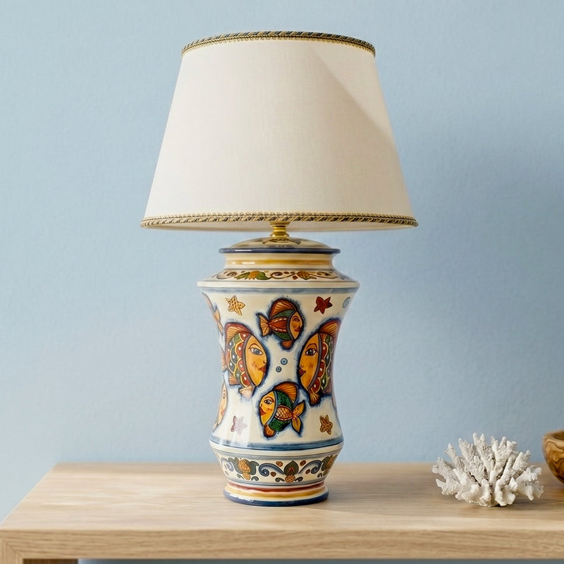 Albarello-Tischlampe H 35 cm – Caltagirone Keramik – Italienische Tischlampen-Tradition