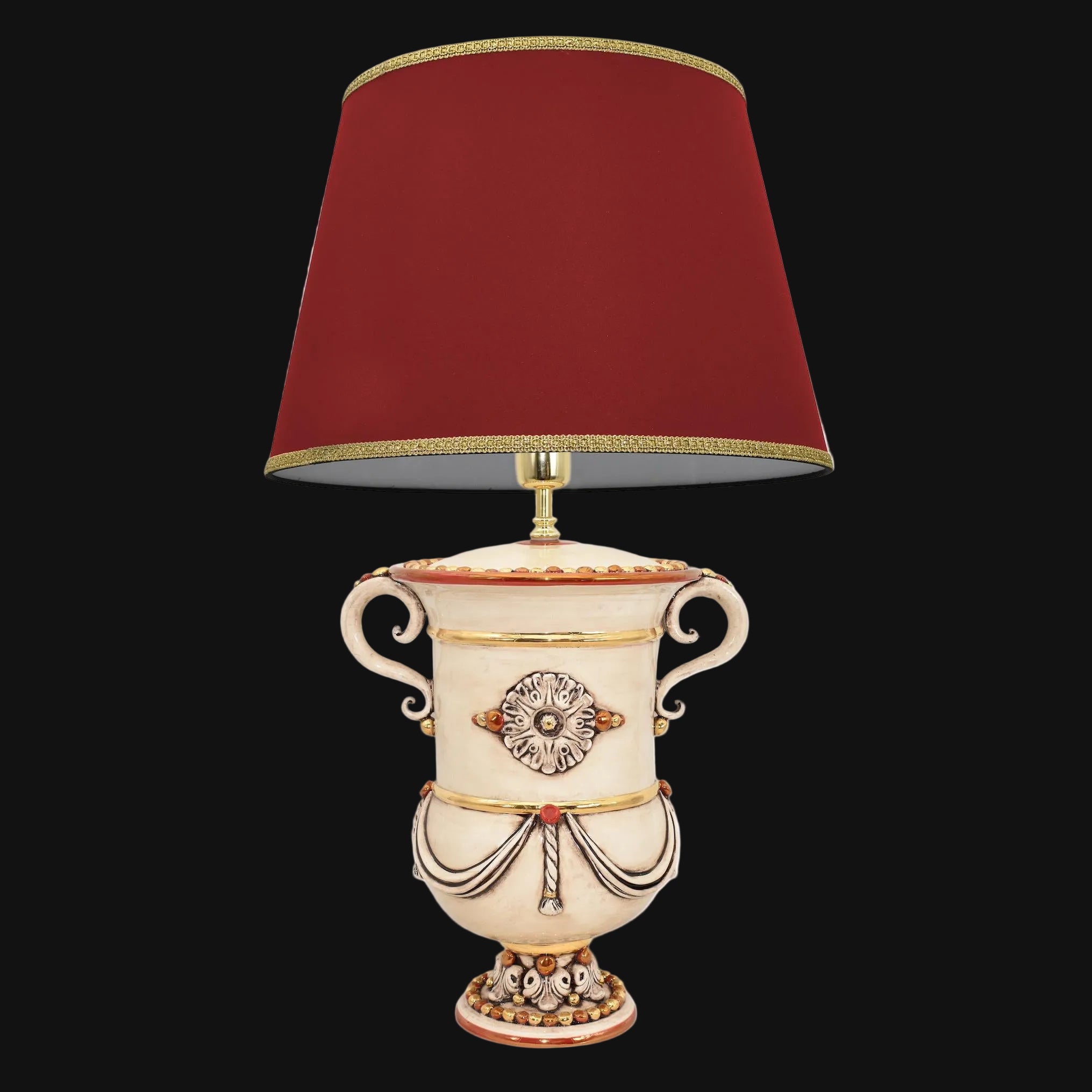 Lampe en Ceramique Italienne H 31 cm - Madreperla Or e Lustri | Ceramique italienne de Caltagirone, Sicile