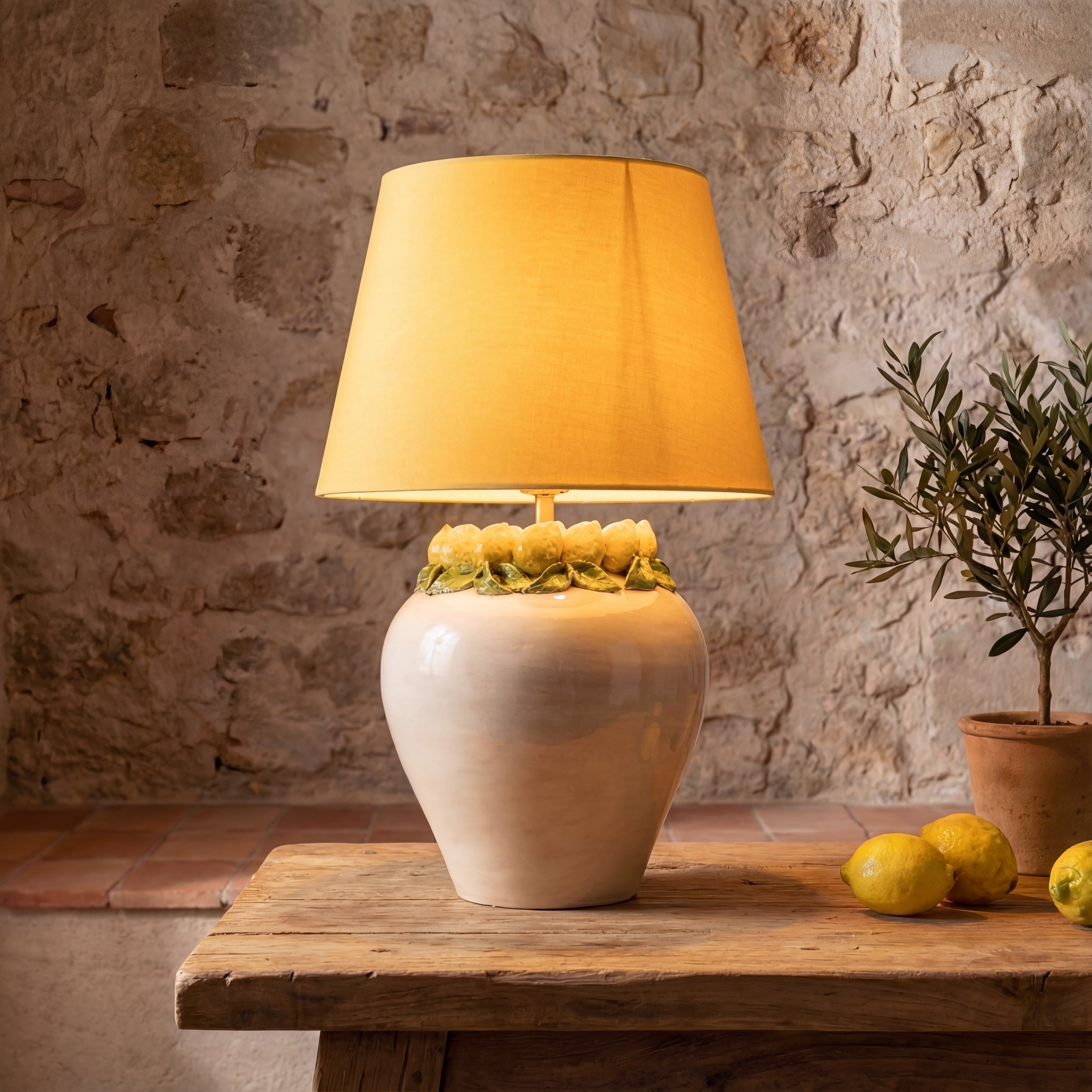 Lampe Ronde de Caltagirone H 27 cm - Limoni Siciliani | Ceramique italienne de Caltagirone, Sicile
