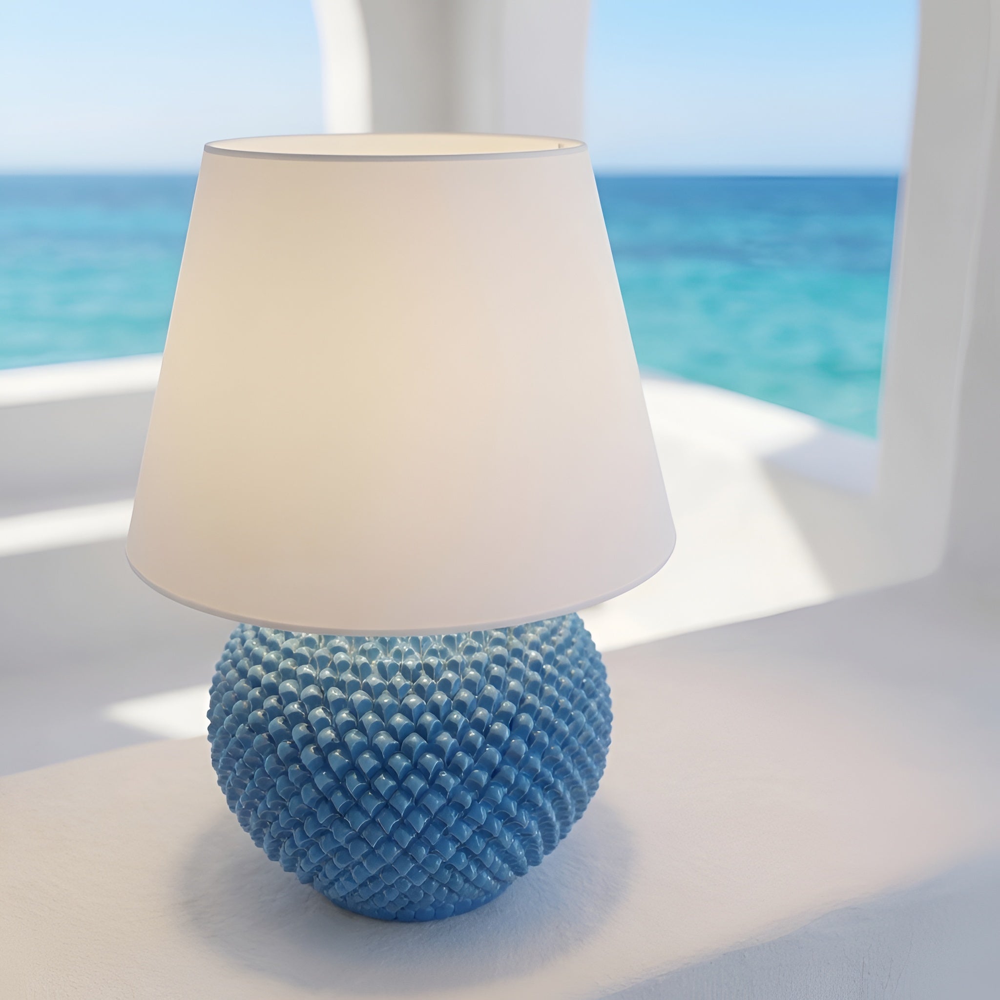 Italienische Keramiklampe, Türkis – Caltagirone Keramik – Italienische Tischlampen-Tradition