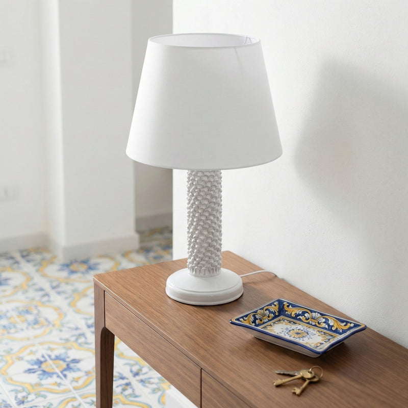 Pomme de Pin Artisanale de Caltagirone H 60 cm - White Line | Ceramique Caltagirone - Pomme de Pin Sicilienne