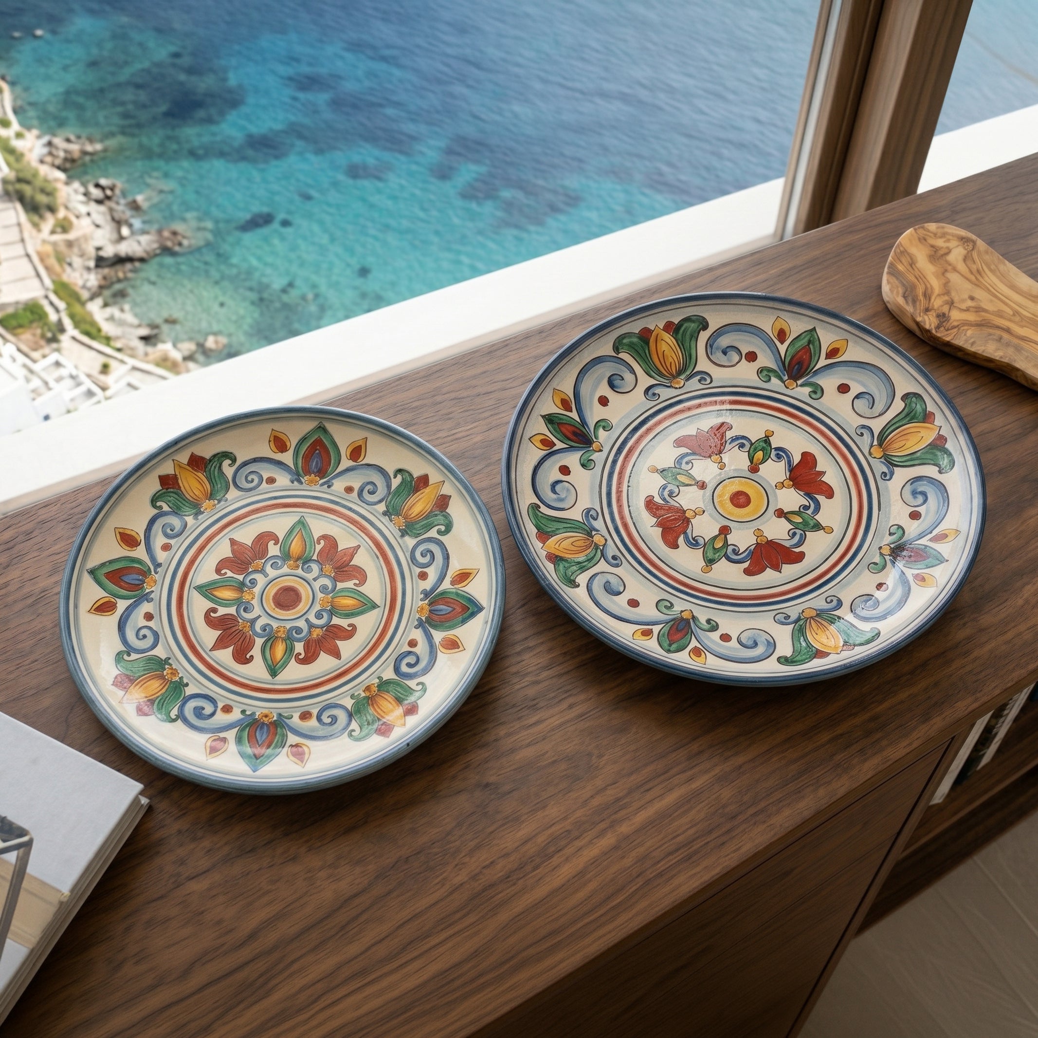 Sizilianischer Wandteller Keramik Ø 35/45 cm, Decoro Sicily – Sizilianische Majolika aus Caltagirone