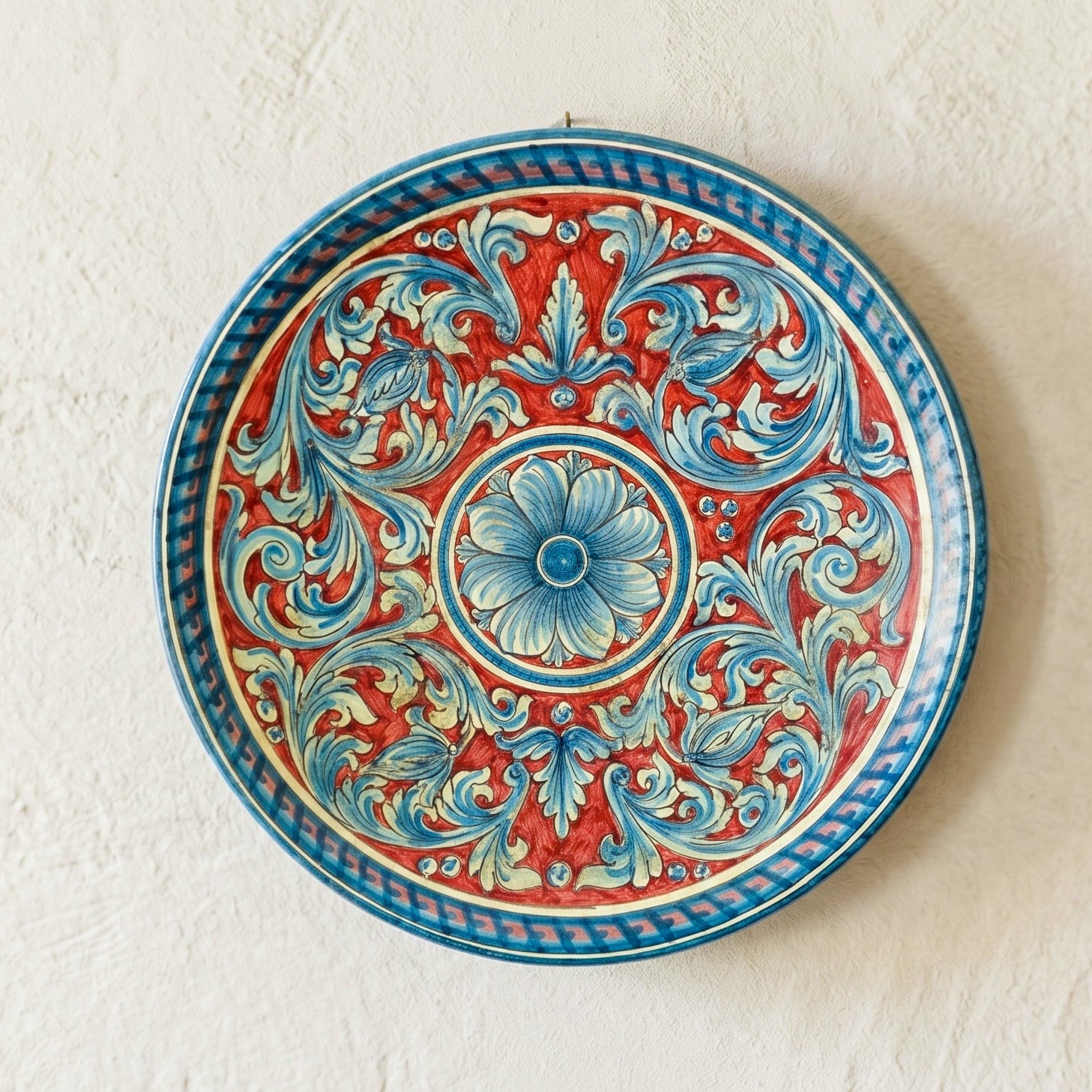 Plato Decorativo Siciliano, Burdeos – Cerámica Caltagirone – tradición artesanal siciliana