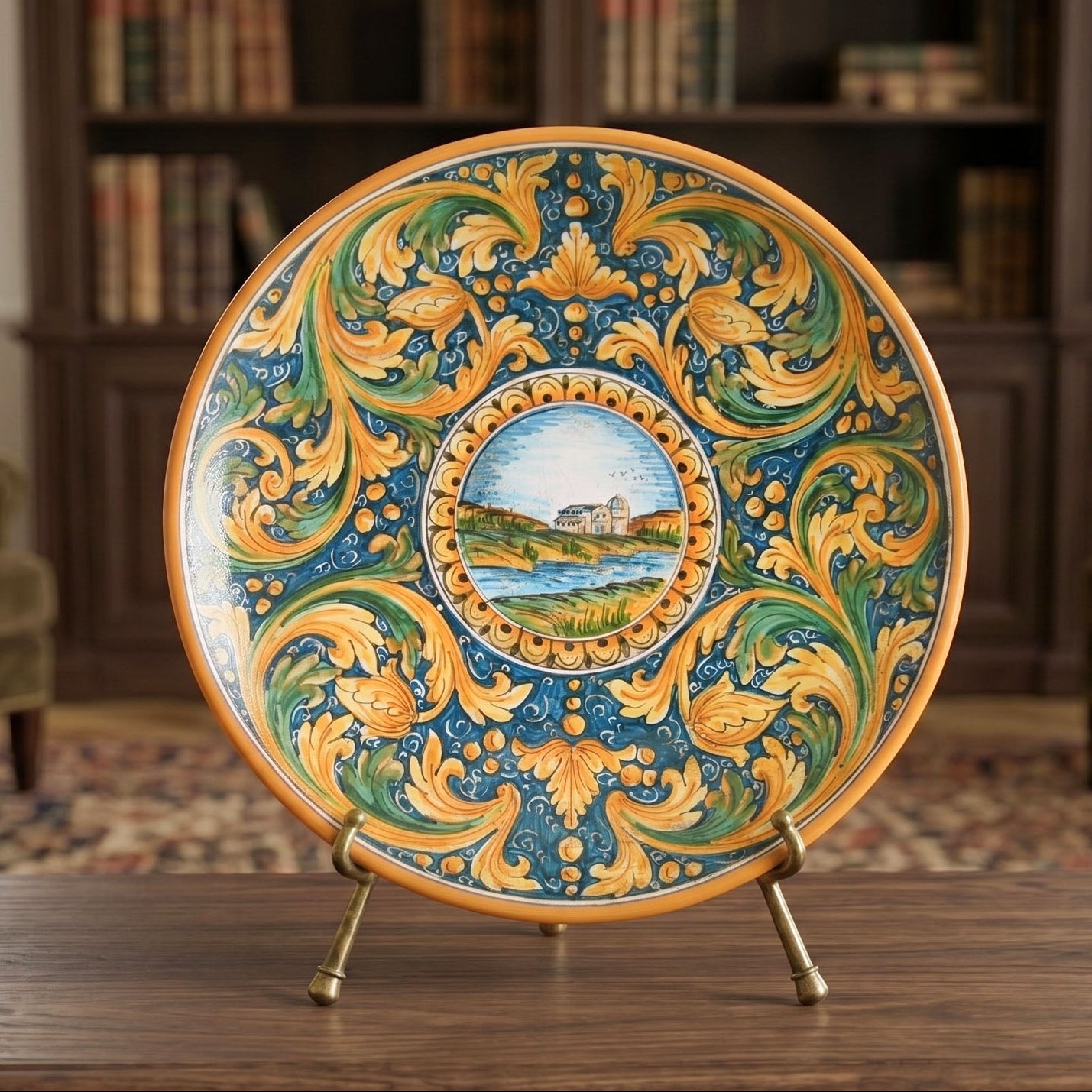 Assiette Artisanale de Caltagirone - Paesaggio, Ornato Calatino | Ceramique italienne de Caltagirone, Sicile