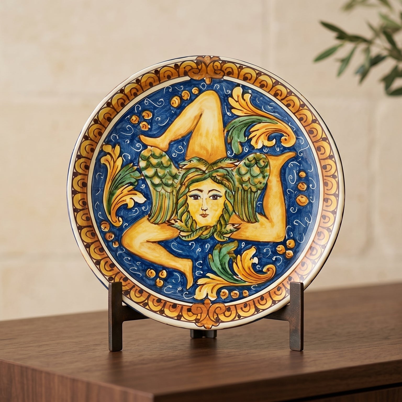 Caltagirone-Keramik Trinacria-Teller — Ornato Calatino