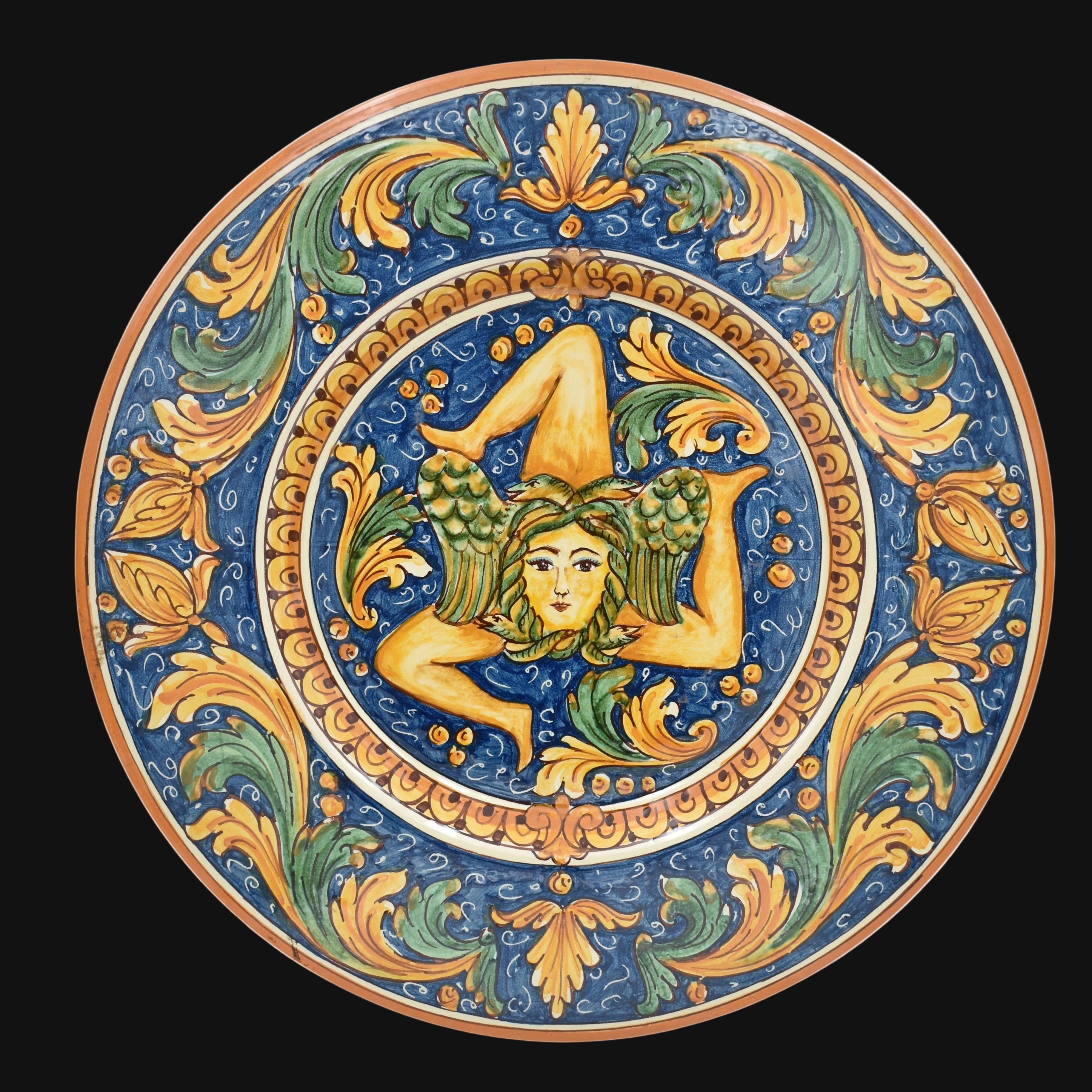 Caltagirone-Keramik Trinacria-Teller — Ornato Calatino