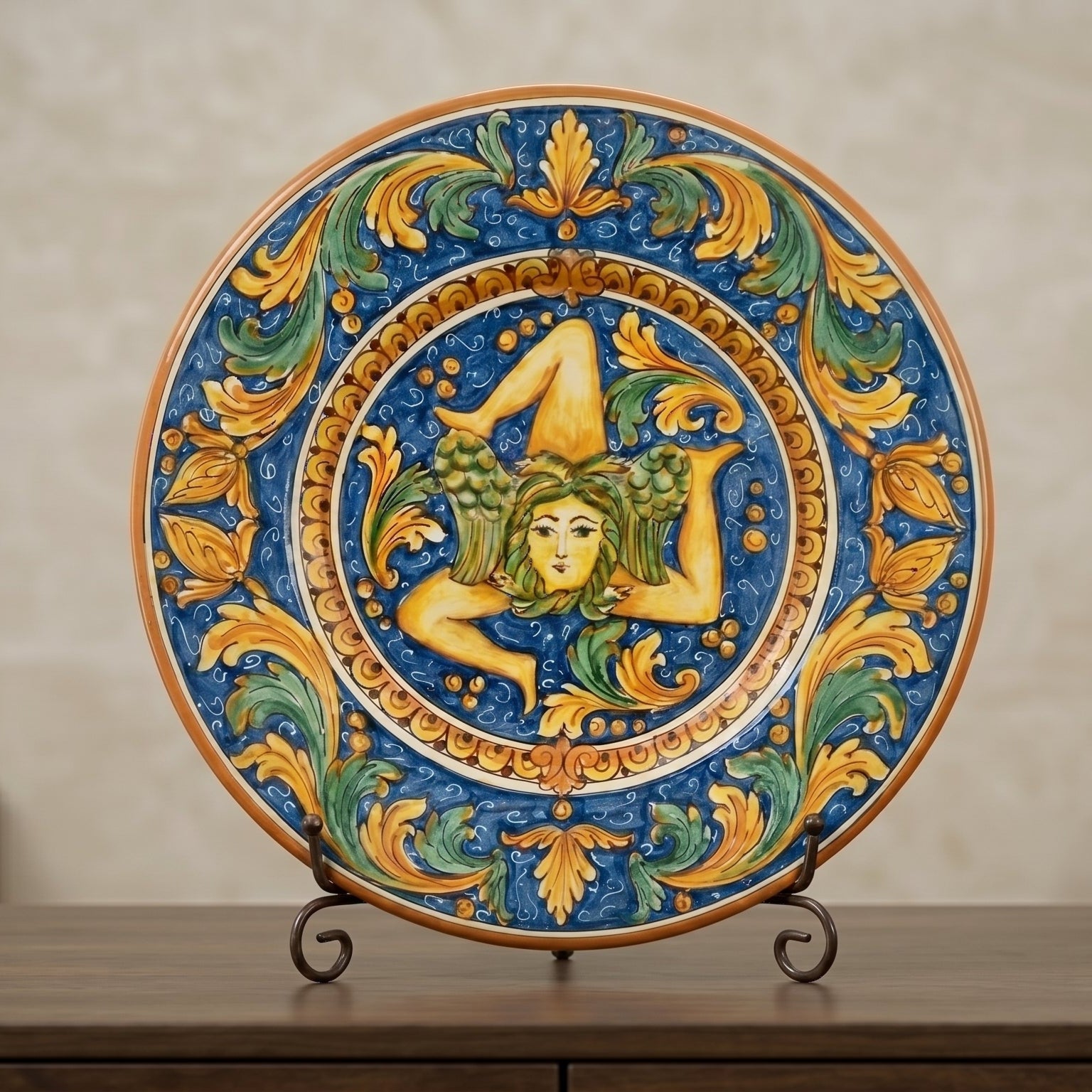 Caltagirone-Keramik Trinacria-Teller — Ornato Calatino