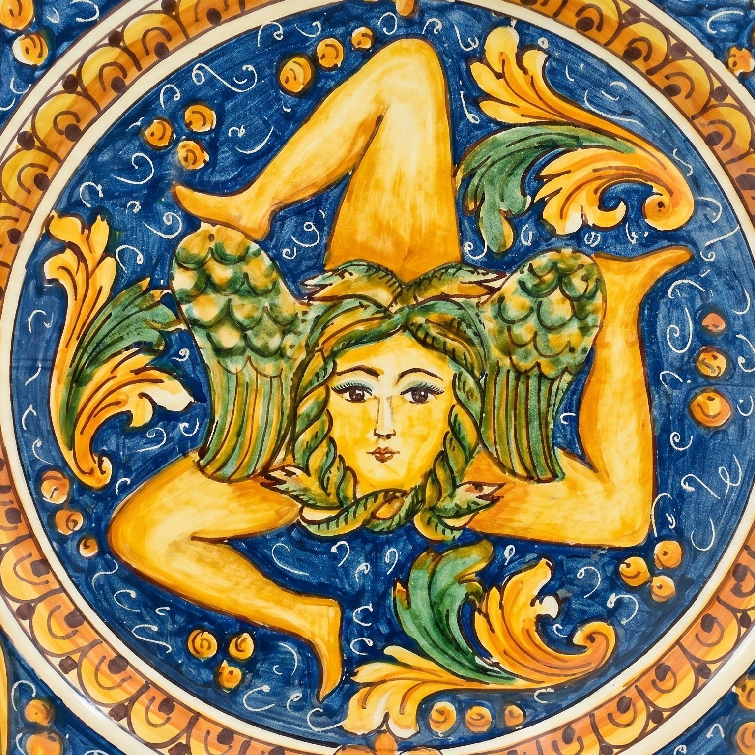 Caltagirone-Keramik Trinacria-Teller — Ornato Calatino