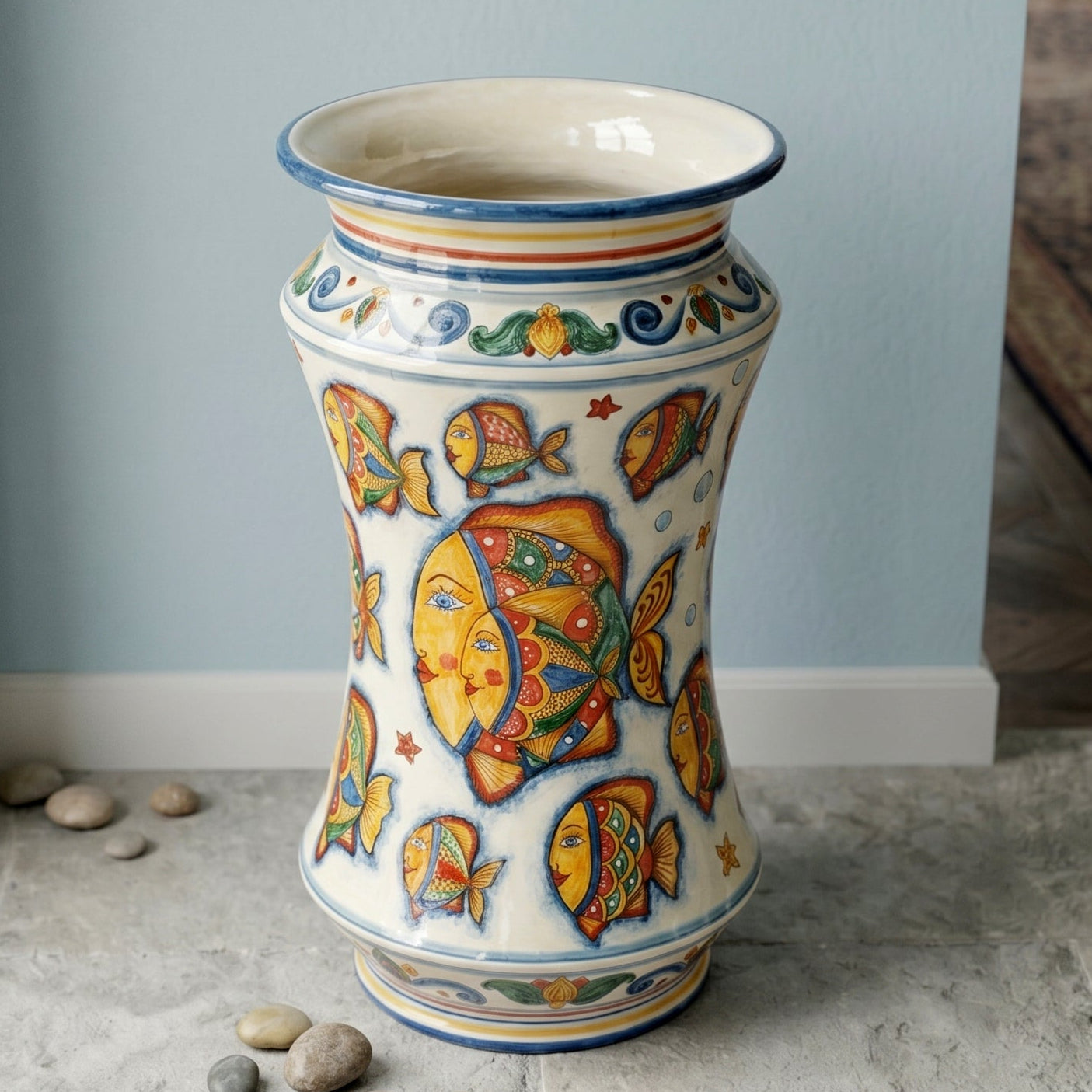 Albarello Umbrella Stand H 50 cm / 19.7" – Caltagirone Ceramic – Sicilian artisan tradition