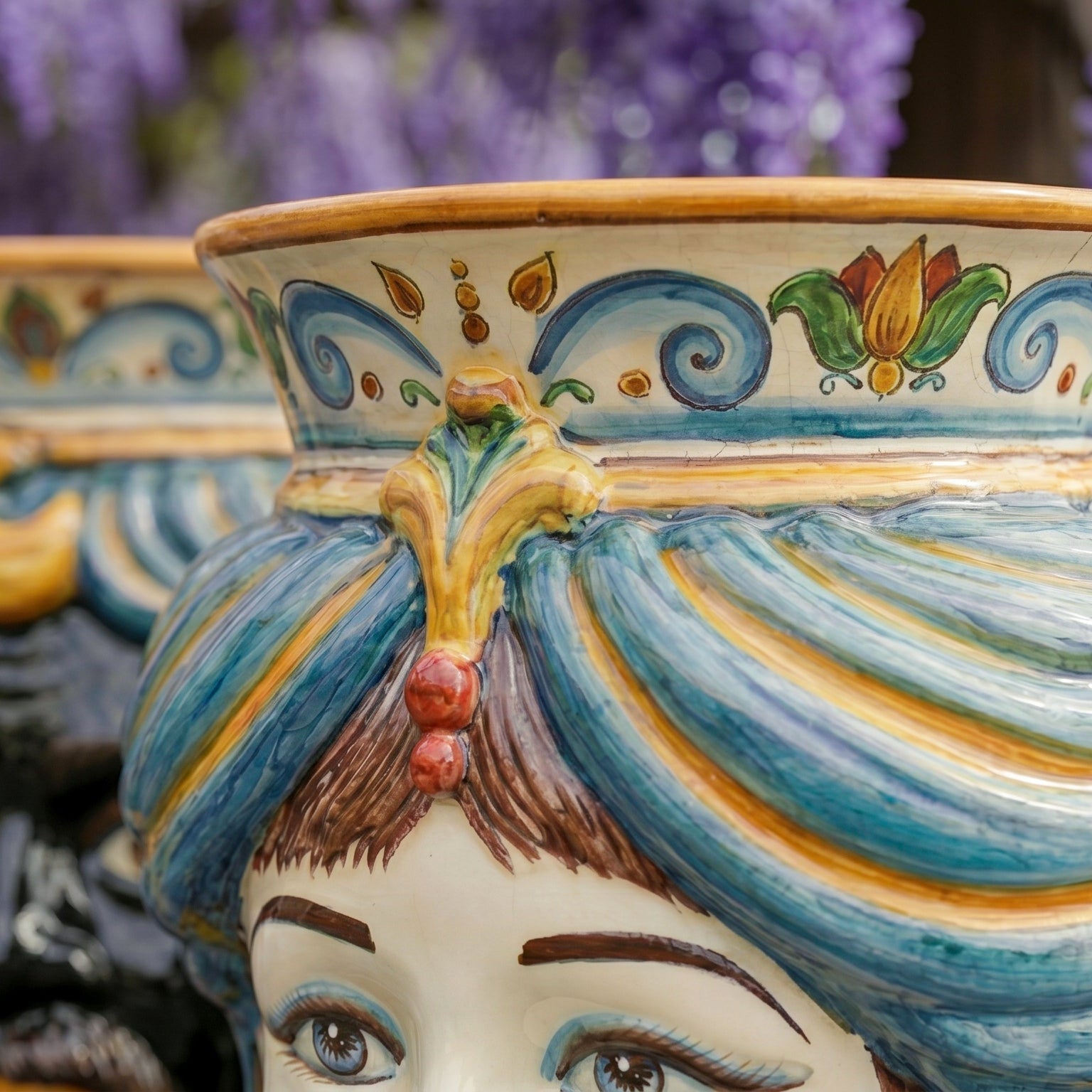 Testa di Moro Femme sans couronne H 33 cm / 13" en Céramique de Caltagirone — Decoro Sicily