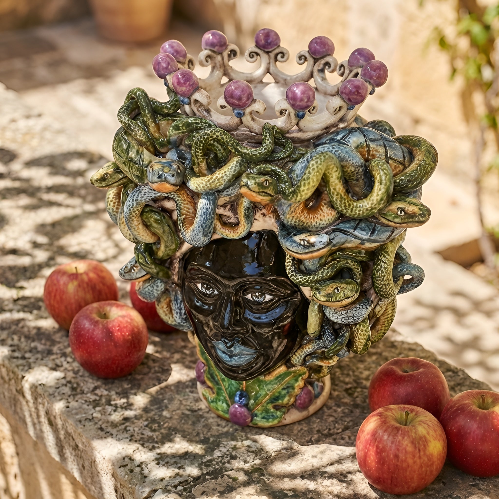 Testa h 20 tuareg medusa Linea Giardini dell'Eden - Decoro Madreperla lustro glicine