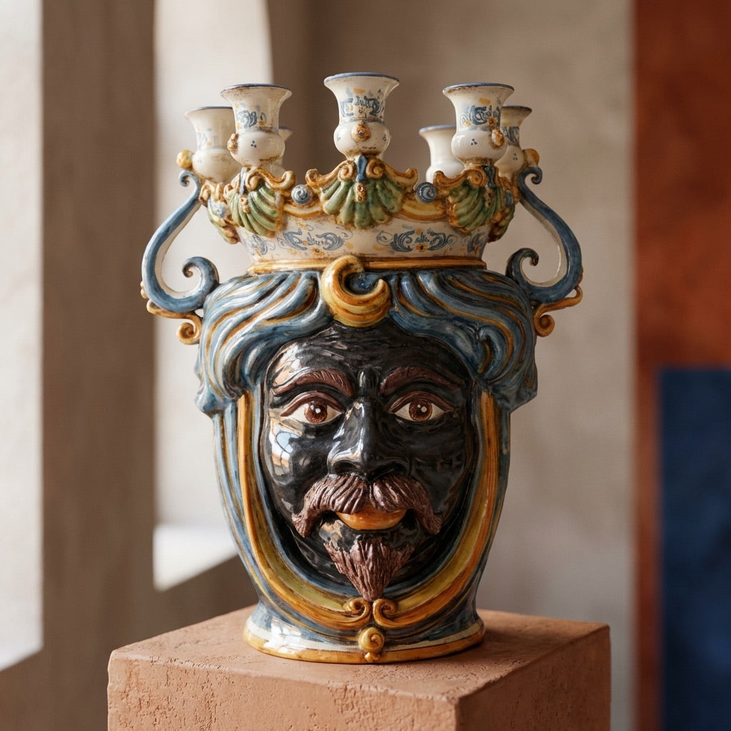 Candlestick head h 40 blue/orange male