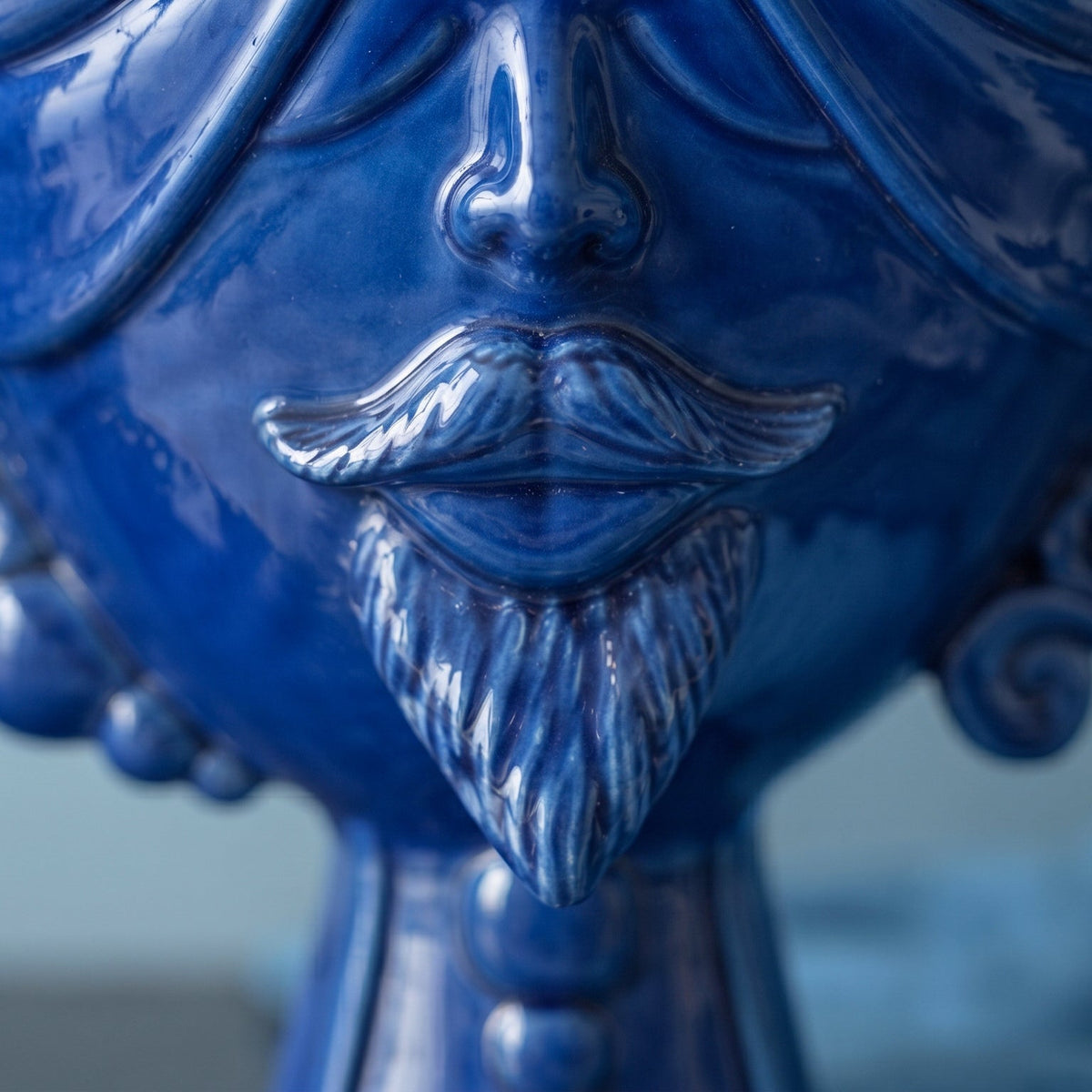 Cabeza Zahira H 30 cm, Hombre, Azul Intenso – Testa di Moro de Caltagirone, Sicilia