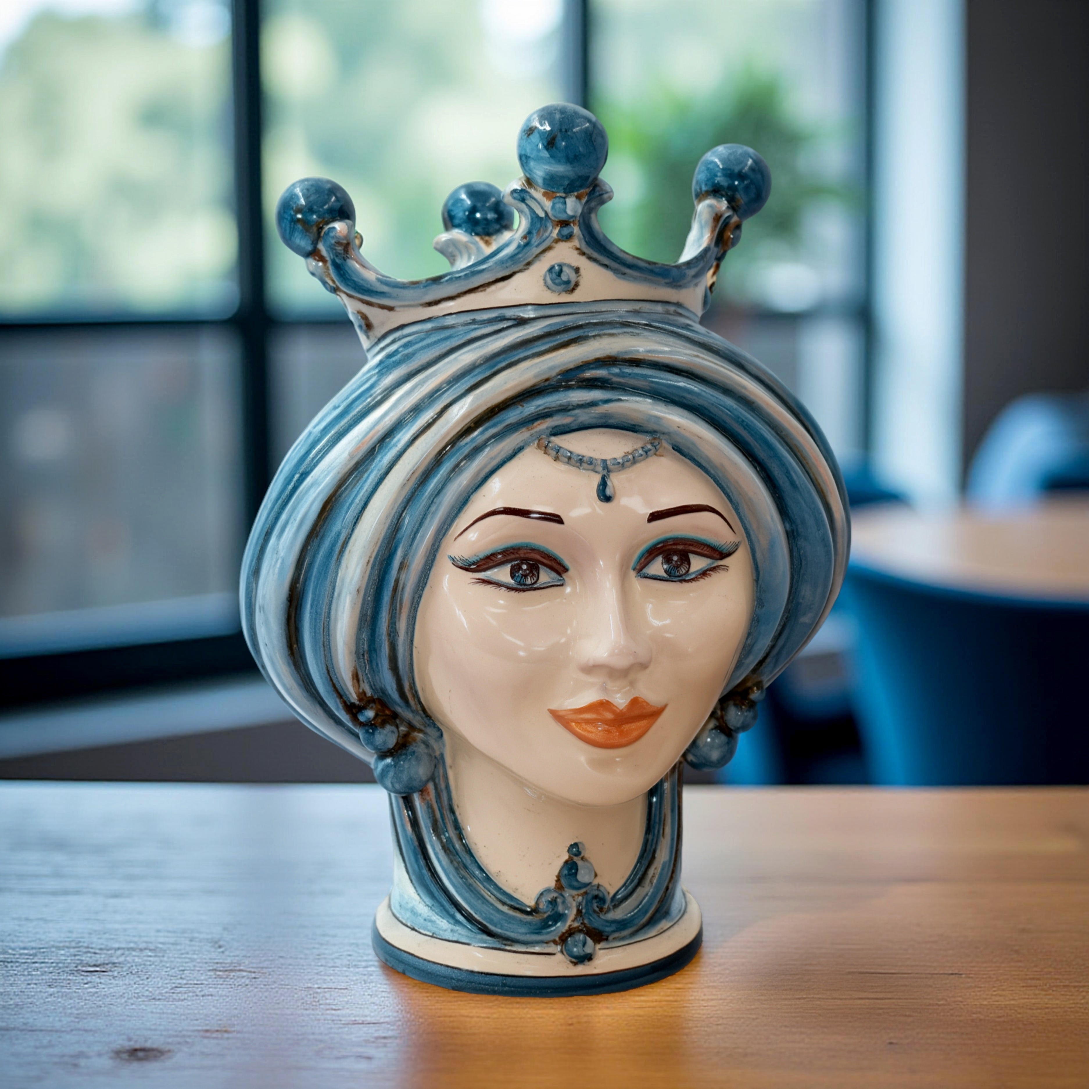 Testa h 30 in mono blu donna - Modern Moorish heads Sofia Ceramiche