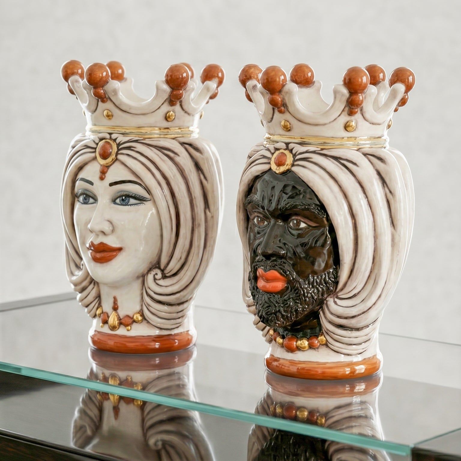 Testa di Moro H 25 cm avec Turban – Homme Moro, Madreperla – Tête de Maure de Caltagirone, Sicile