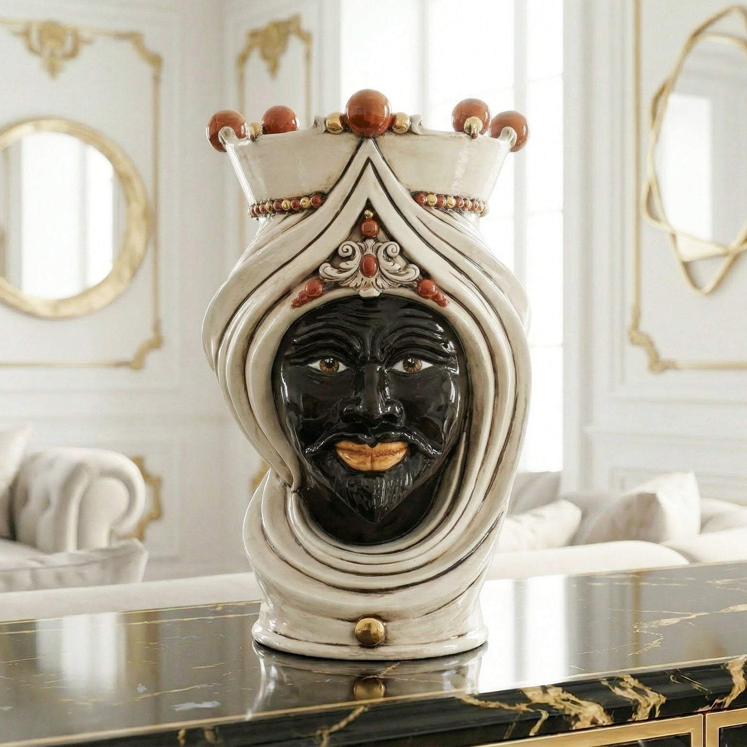 Modern Sicilian ceramic "Moor's head" from Caltagirone